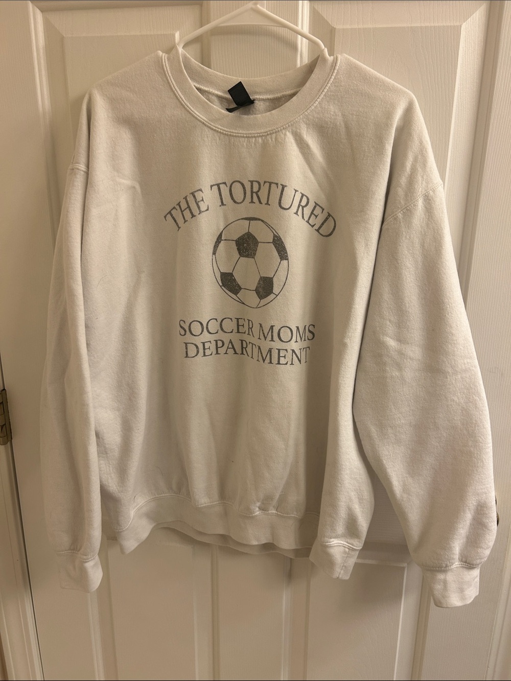 Gildan White Crewneck Sweatshirt with Soccer Graphic